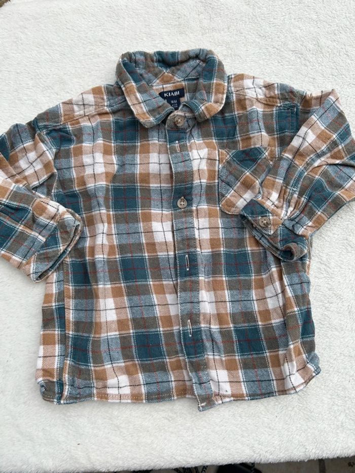 Chemise à carreaux bleu et marron 18 mois kiabi
