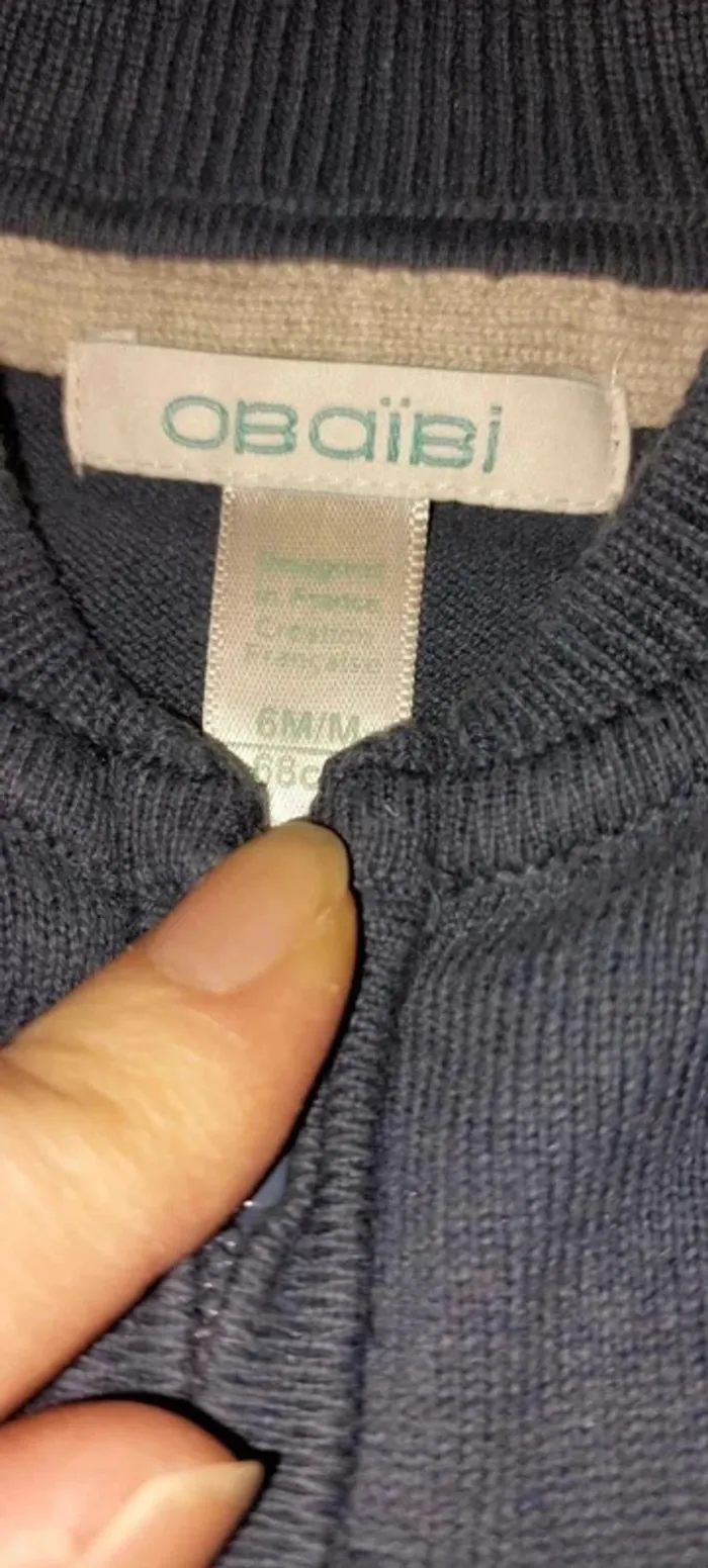 Gilet à zip garçon bébé 6 mois Obaibi - photo numéro 2