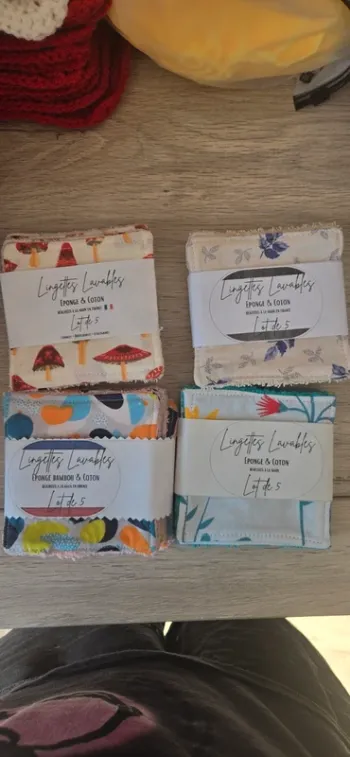 Lot 5 lingettes éponge lavables neuf