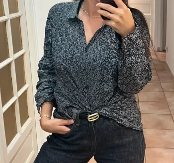 Chemise parisienne chic à motifs - bleu - quasi neuve - taille L