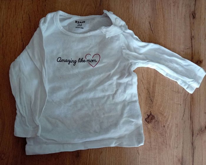 T-shirt blanc m.l / 3 mois