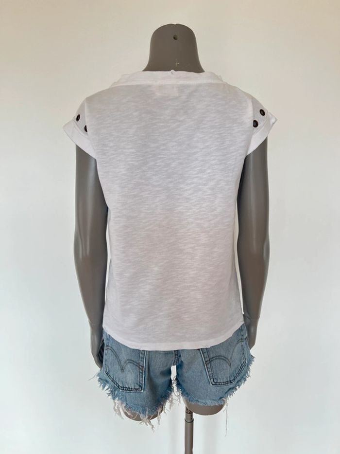T-shirt blanc à œillets en métal – Taille S Orta x Lisa Germaneau - photo numéro 3