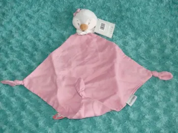 Doudou Plat pingouin oiseau Sasha Nattou rose 🐧 Neuf