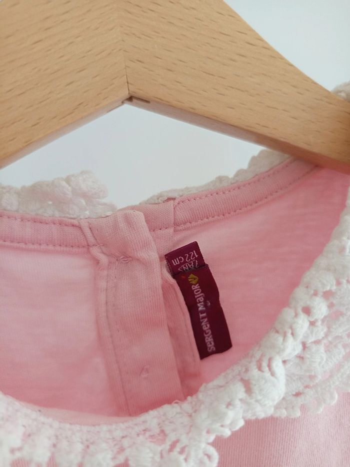 Haut rose col Claudine dentelle blanche Sergent Major 7 ans - photo numéro 3