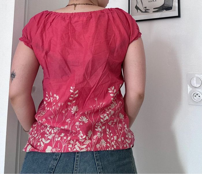 Blouse tunique rose à fleurs – Darjeeling Limited – Taille 3 – Détails nœuds – Très bon état - photo numéro 3