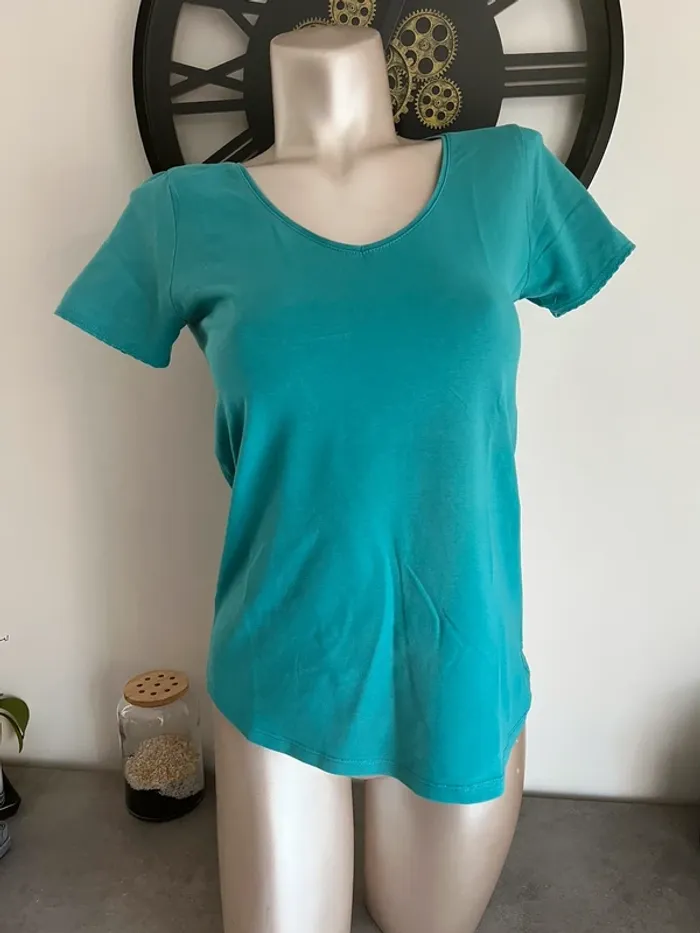 Tee-shirt camaïeu bleu turquoise