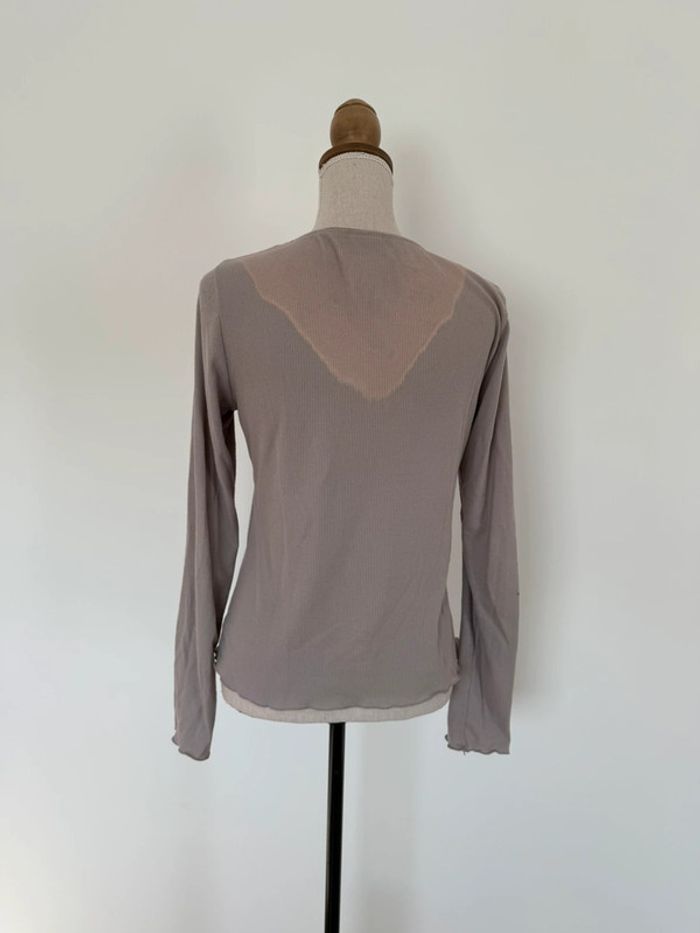 Haut hm h&m côtelé M top t-shirt Ricamo topje Tanktop Camiseta Canotta Camisola femme donna - photo numéro 3