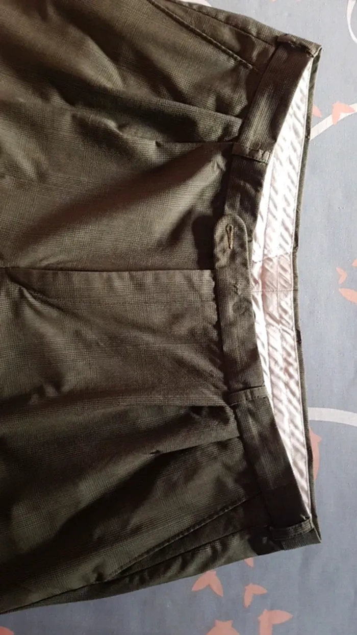 Costume  à  carreaux vert  olive et marron Oxford - photo numéro 7