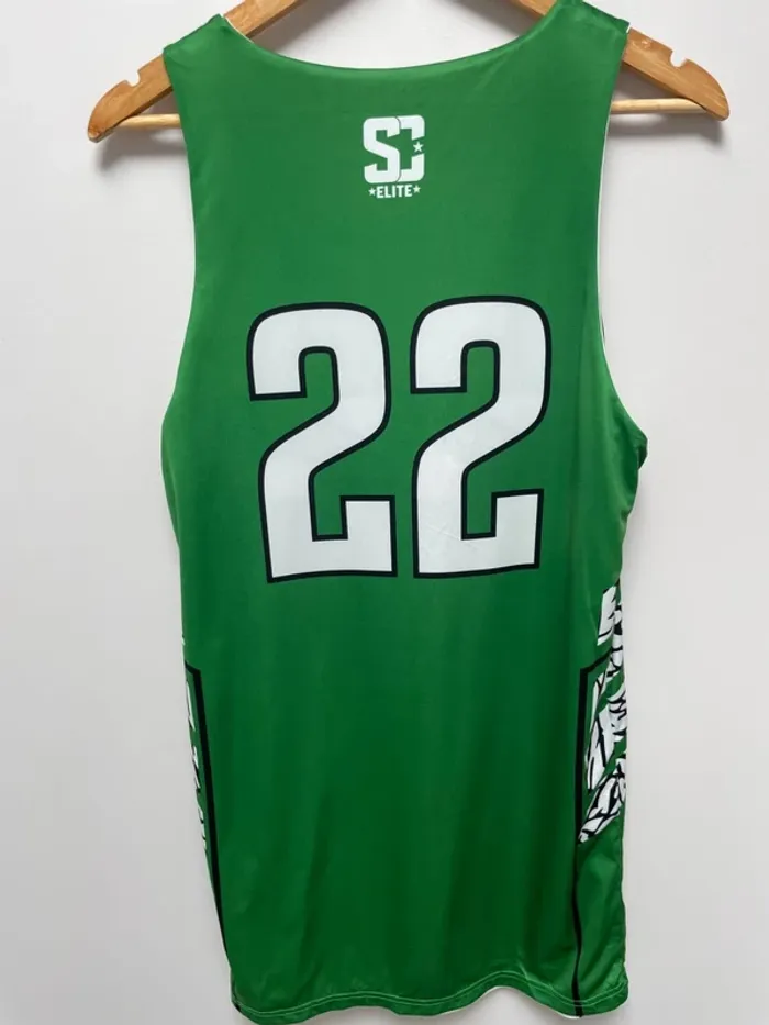 Basketball type jersey débardeur maillot reversible green white Adult M - photo numéro 7