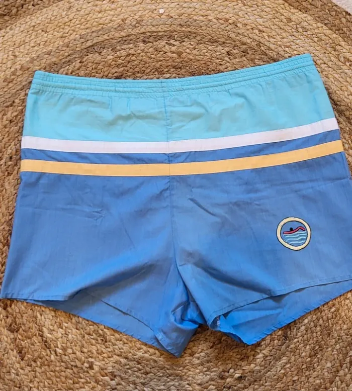 Short de bain rétro bleu homme – très bon état - Taille L - photo numéro 3