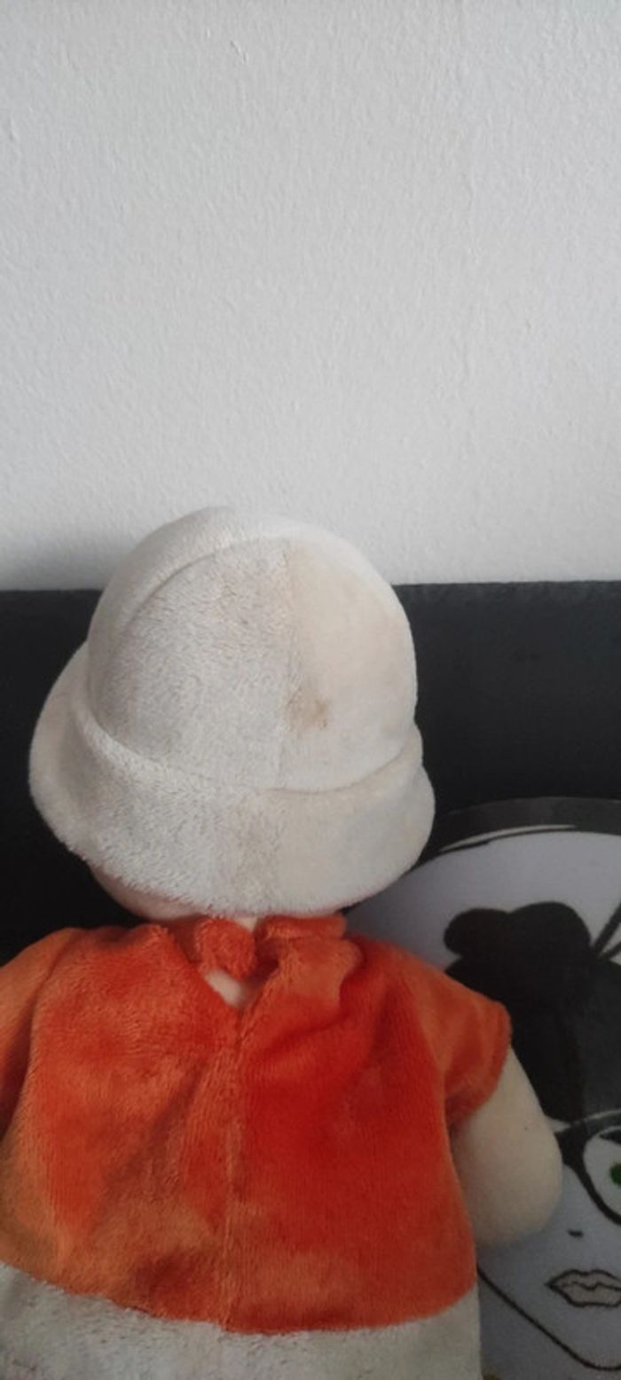 doudou peluche lutin garçon outdoor came nicotoy marron orange chapeau Rose Bleu - photo numéro 3