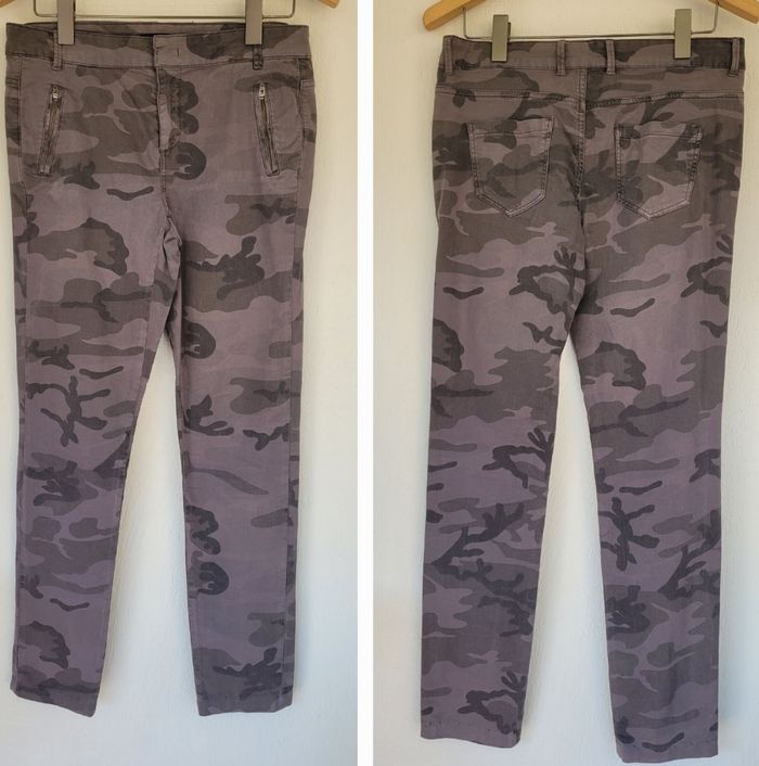 Monoprix Pantalon/Jean Skinny  TFr38 -Imprimé Militaire Tons Gris souris avec 4%Élasthanne en TBE - photo numéro 3
