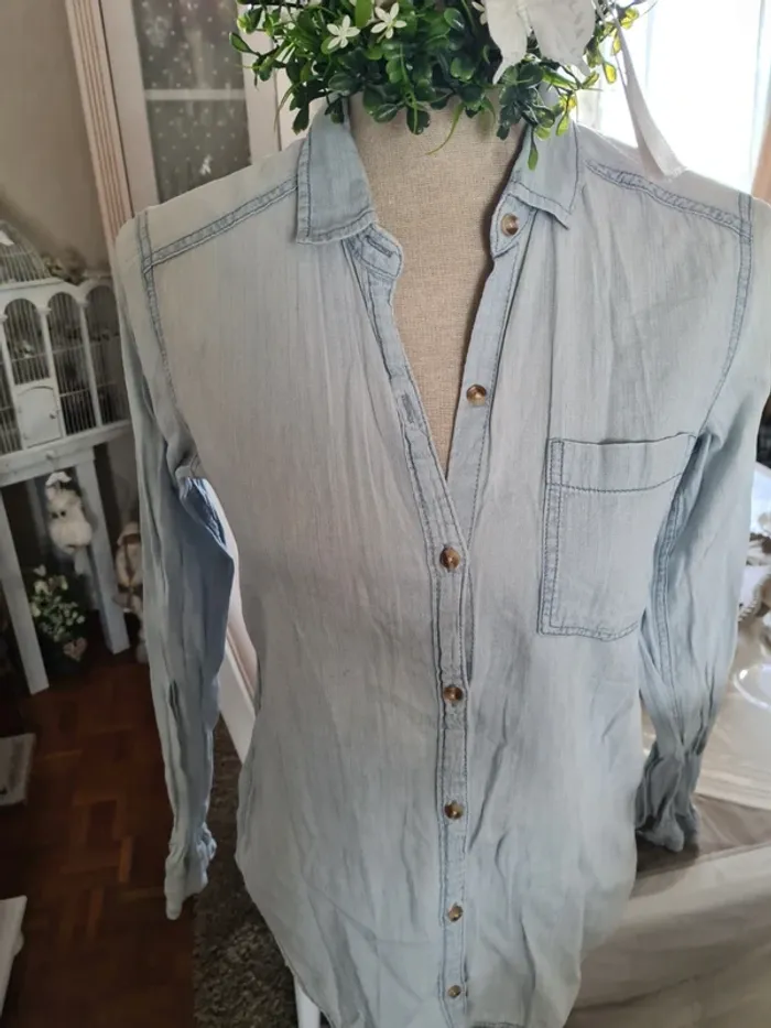 Chemise bleu jeans Hollister Taille XS