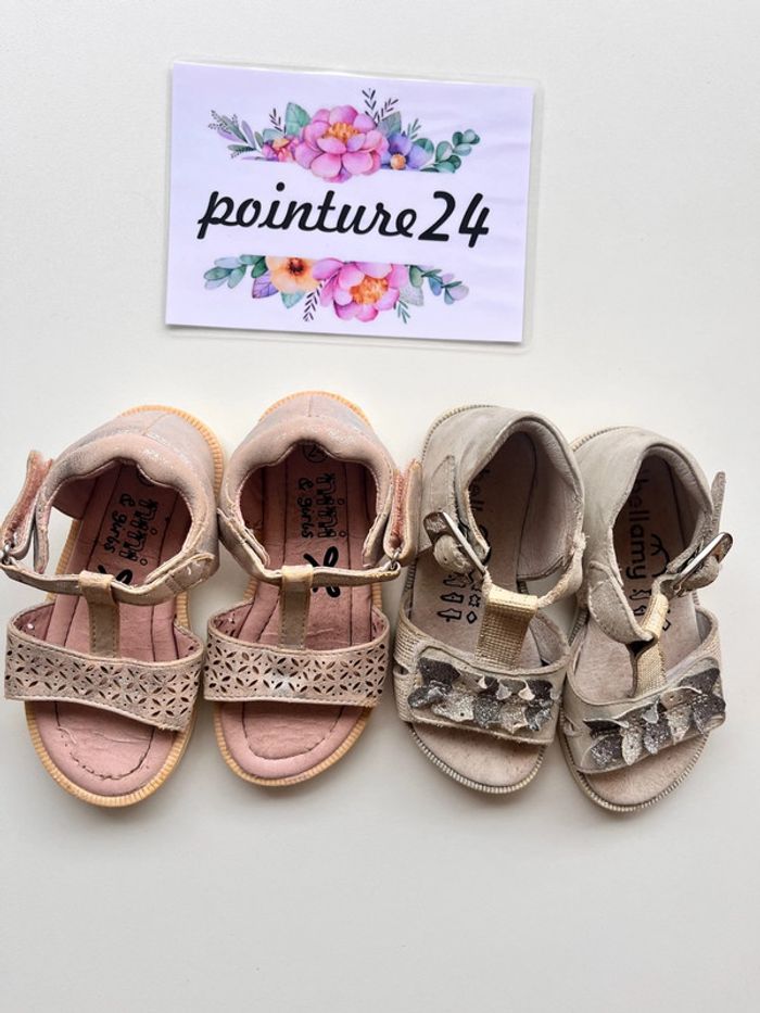 Lot deux paires de sandales cuir 24 - photo numéro 2
