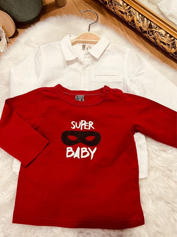 Taille 12 mois ensemble 3 pièces garçon multi marques blanc rouge bleu * super baby * 💙 - photo numéro 3