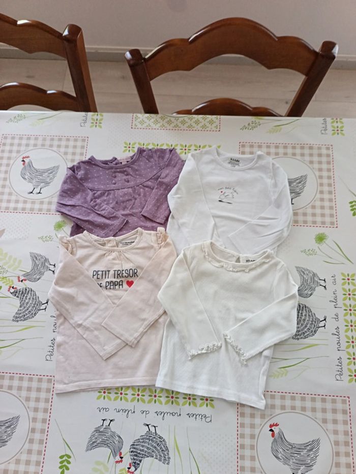 Lot 4 tee-shirt ML taille 12 mois