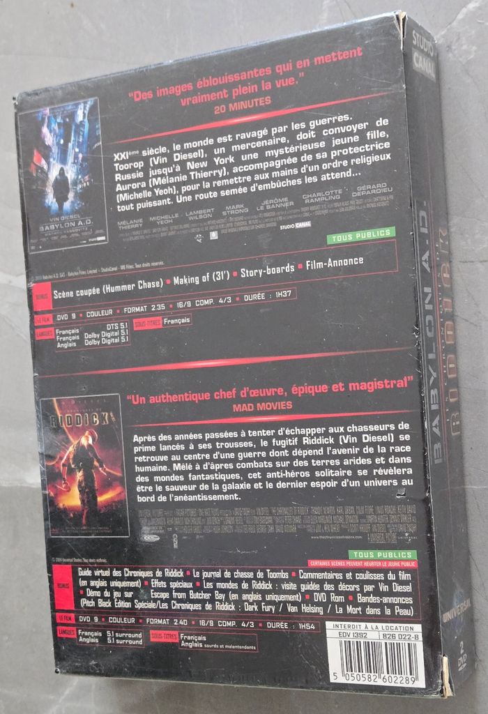 Coffret Babylon A.D + Les Chroniques de Riddick Dvd neuf sous Blister - photo numéro 4