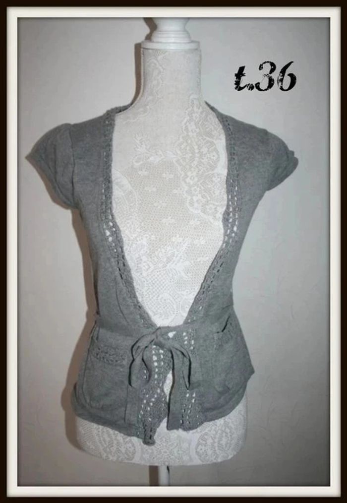 Gilet gris manches courtes