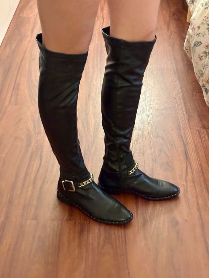 Bottes en cuir noires Zara - photo numéro 2