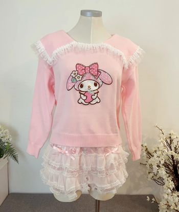 Pull maille Lolita Sanrio Melody Pink princess Barbie