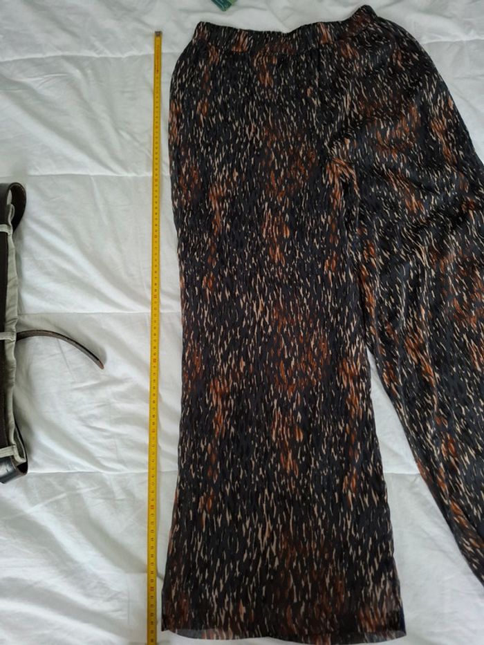 Pantalon Gémo taille 38 fluide bleu gris marron beige - photo numéro 5