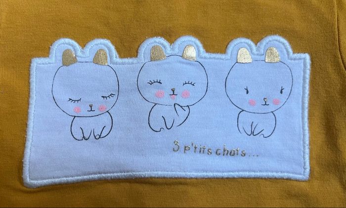 T-shirt manches longues doré 3 ptits chats 1M - photo numéro 3