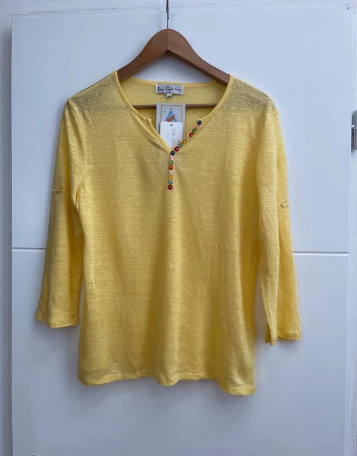 Superbe haut pull léger neuf avec étiquette lin Soie pour soi 🌸 S 36 M 38