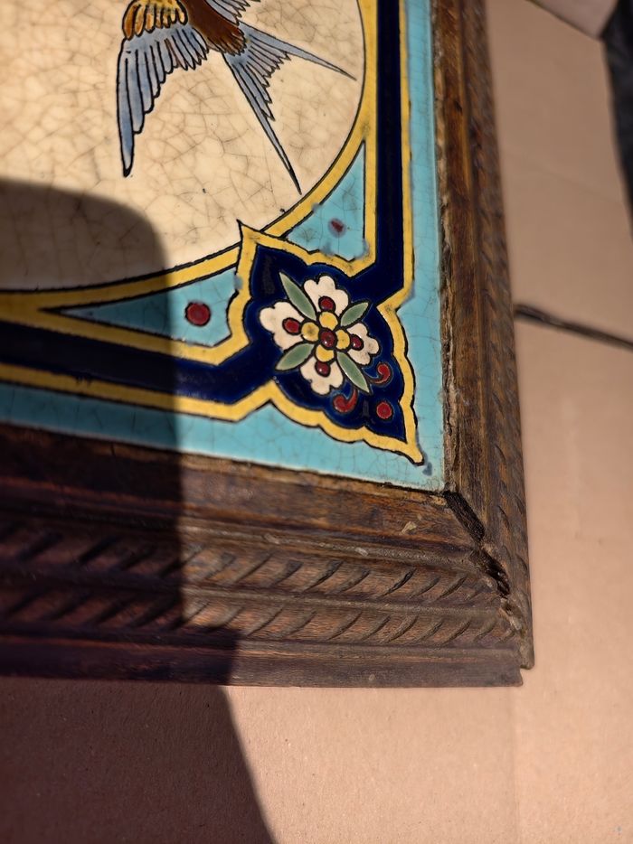 Dessous de plat émaux de Longwy oiseau - photo numéro 2