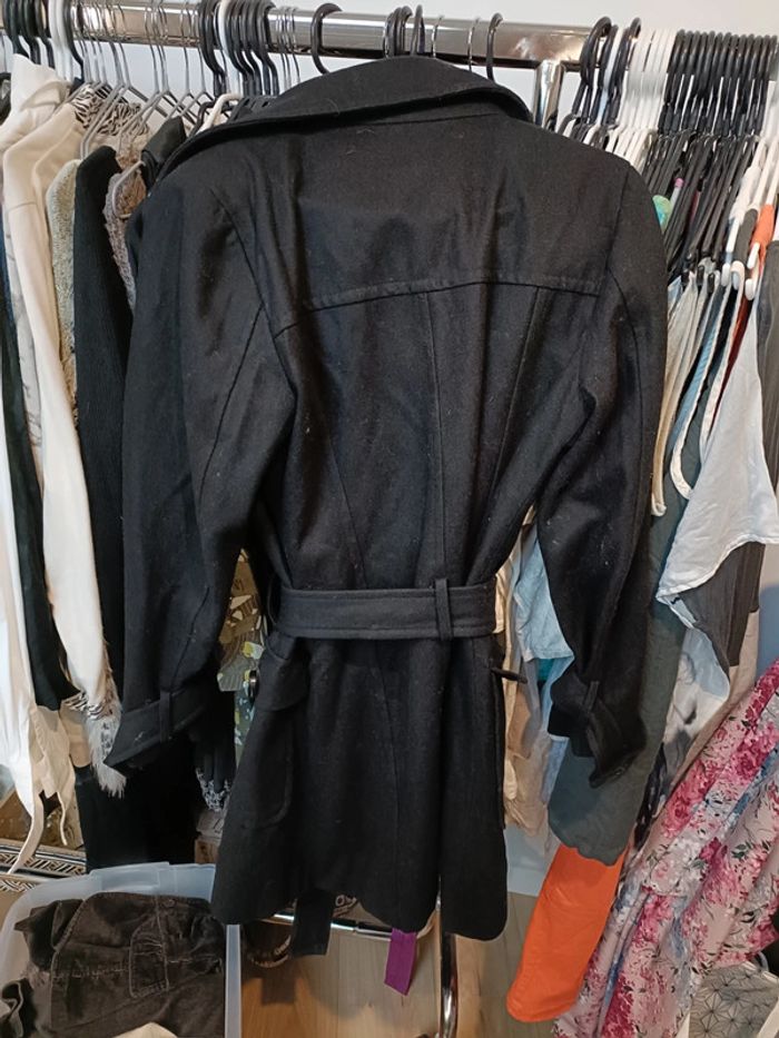 Manteau trench laine noir 40 - photo numéro 9