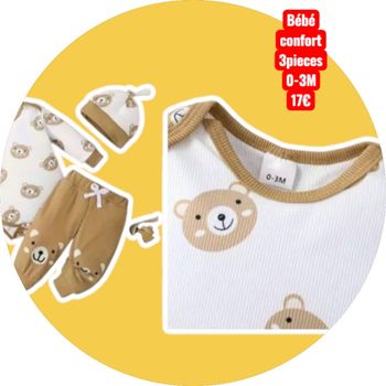 Tenue bébé 3 pièces 0-3M  17€
