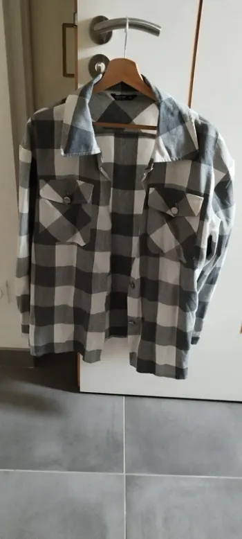 Chemise a carreaux femme gris et blanc