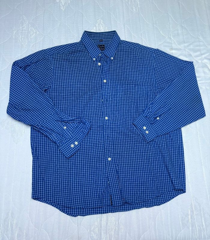 Chemise à  carreaux bleu marine Carlo Filati Taille 43/44 - photo numéro 2