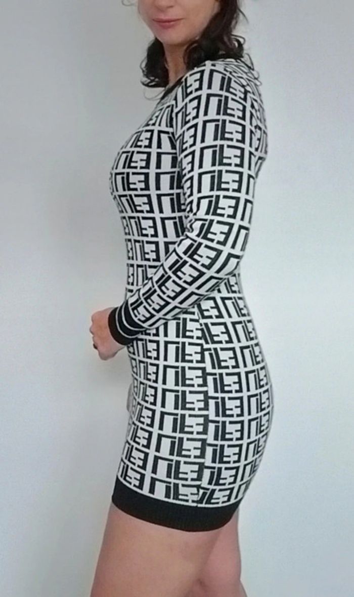 Mini robe pull hiver chic noire et blanche TU - photo numéro 6