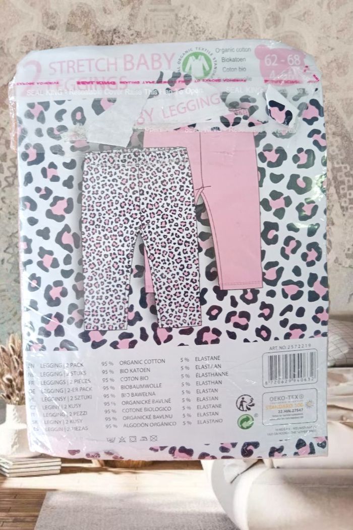 Lot de 6 leggings bébé filles en coton BIO -4-6 mois - photo numéro 3