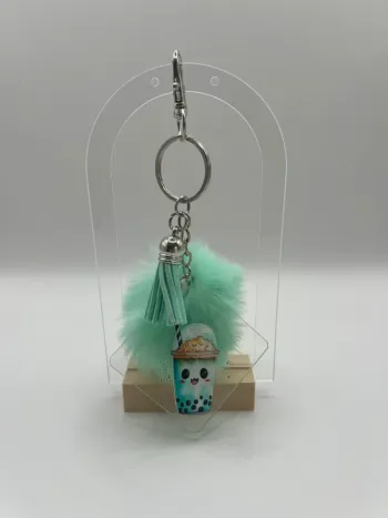 Porte clef bubble tea vert