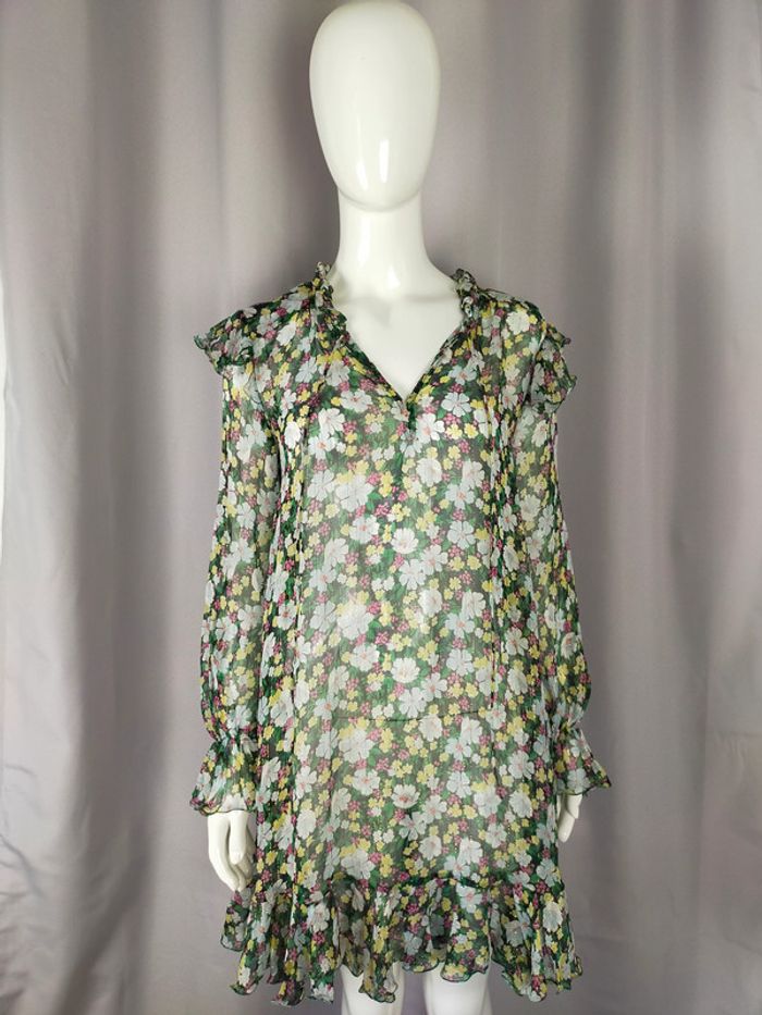Robe fleurie Maje – Taille 1 – Voile fluide et dorures