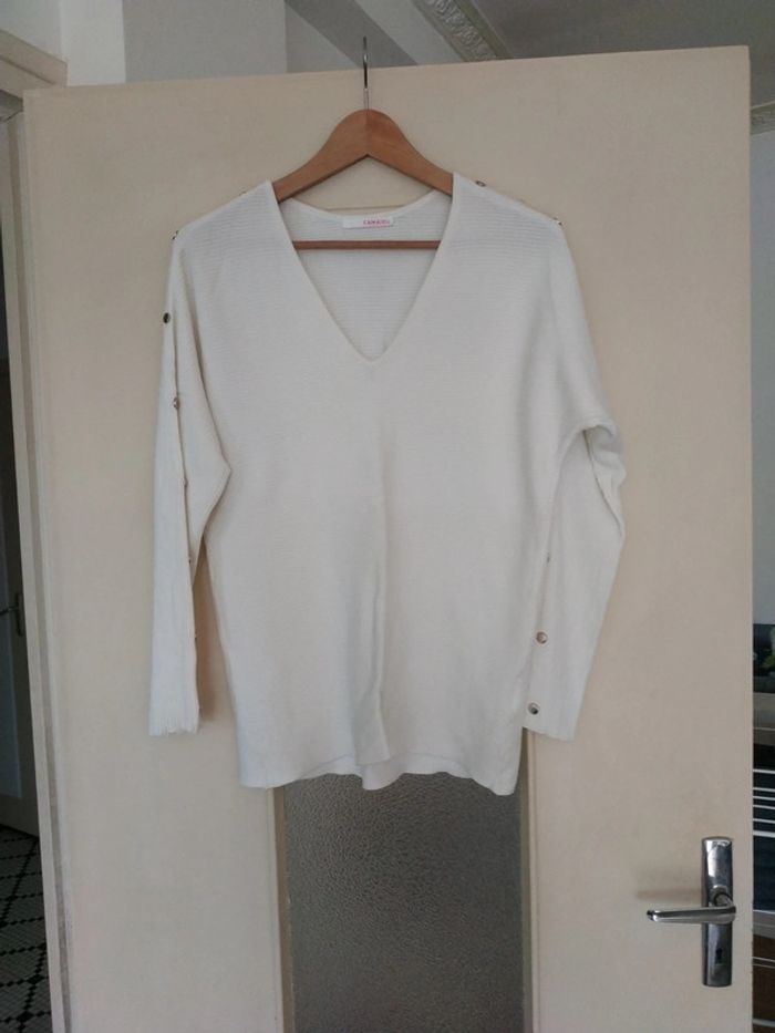 Pull blanc Camaïeu taille 1