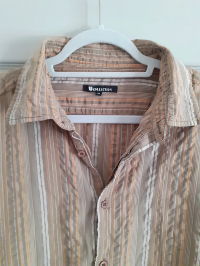 Chemise à rayures marron et orange taille XL - photo numéro 3