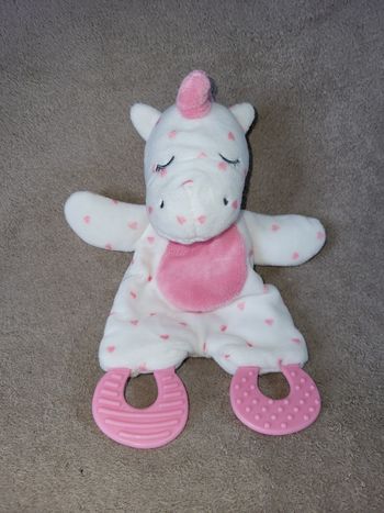 Doudou licorne plat pour les dents