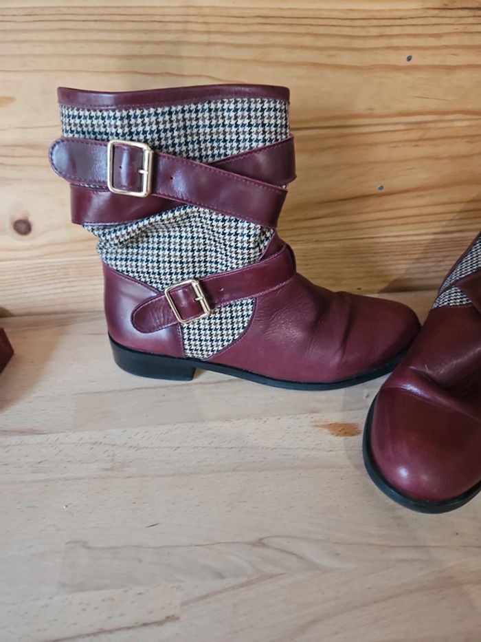 Bottines taille 39 bordeaux - photo numéro 2