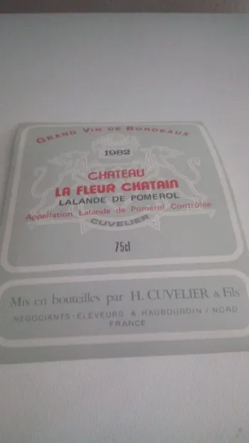 étiquette de vin château la fleur châtain Lalande de pomerol 1982 neuve -