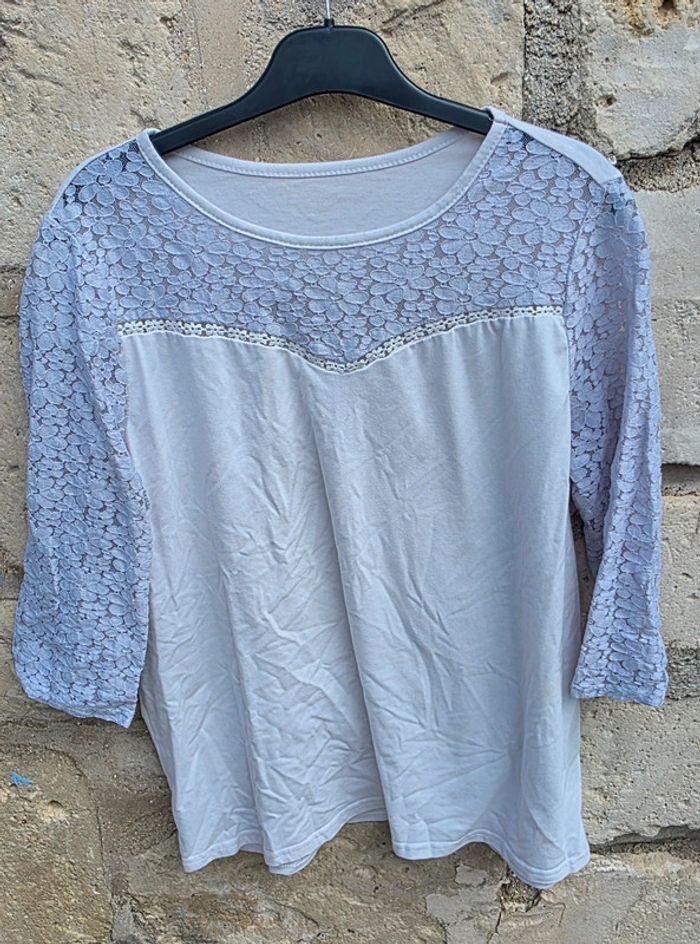 Top blanc manche 3/4