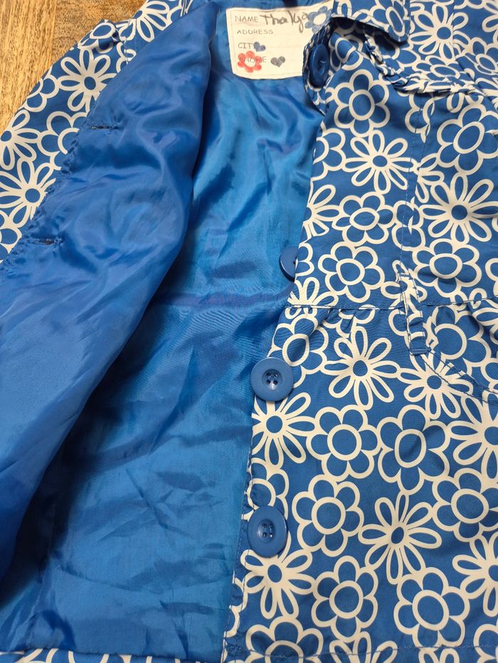 Trench parka 2 3 ans fleuri bleu - photo numéro 3