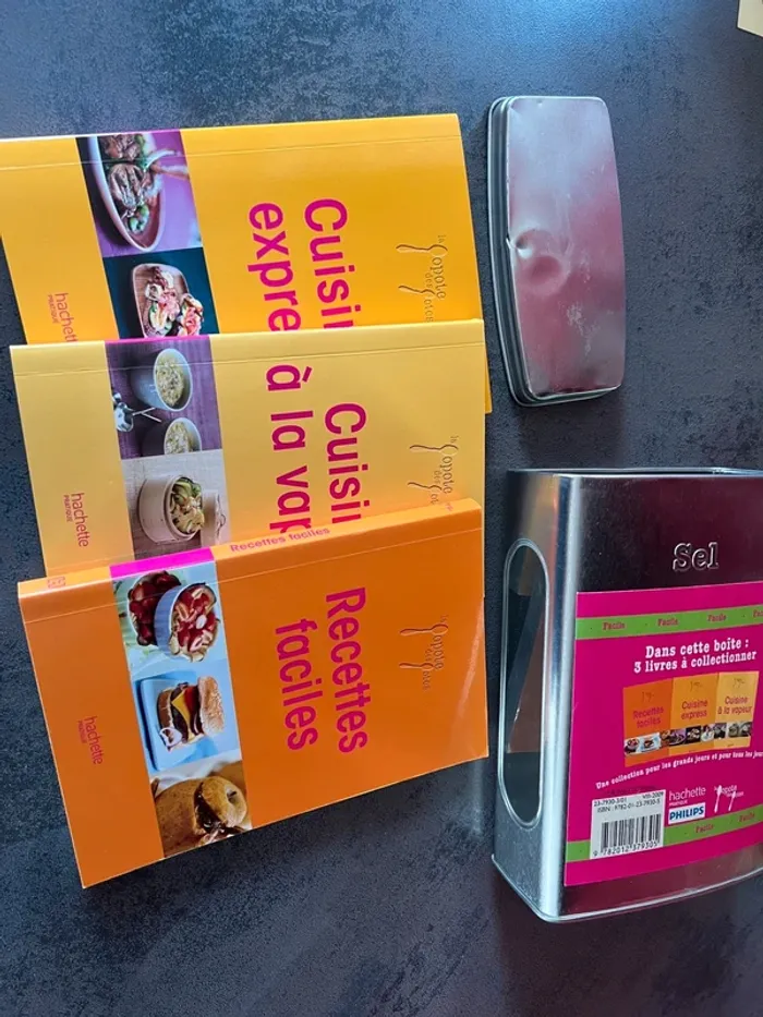 Livres de recette dans boîte