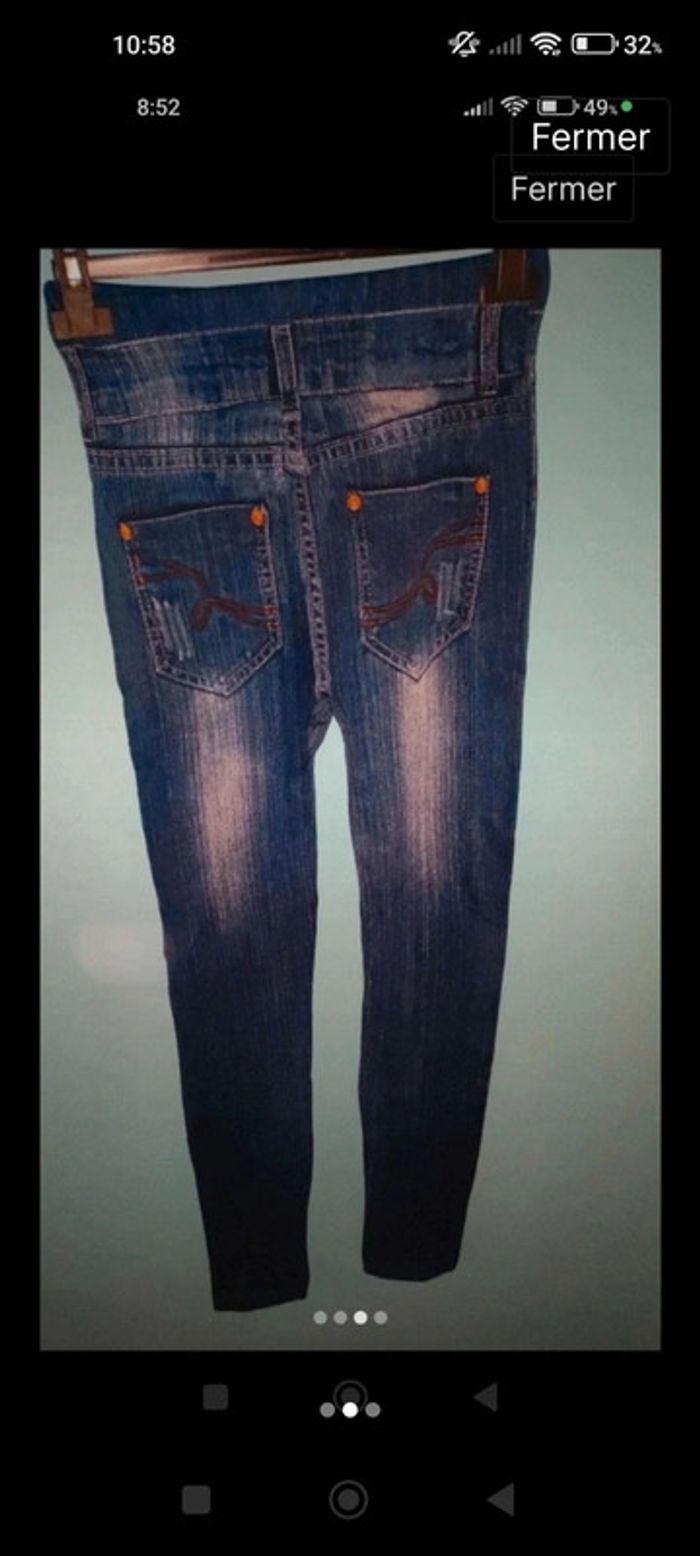 Legging façon jean avec strass - photo numéro 3