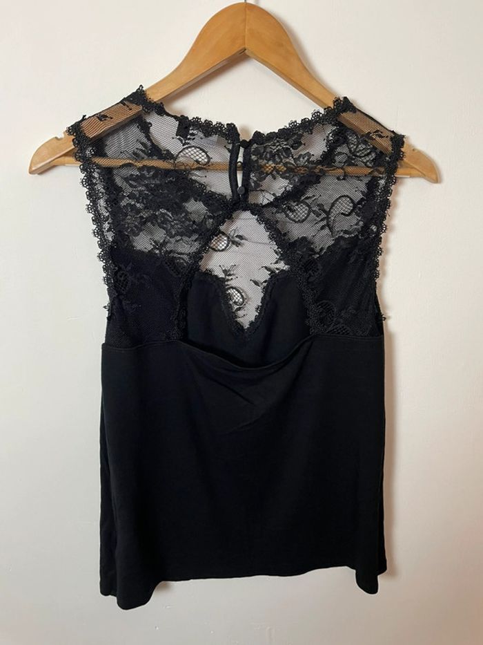 Débardeur noir femme – Taille XL – Détail dentelle - photo numéro 3