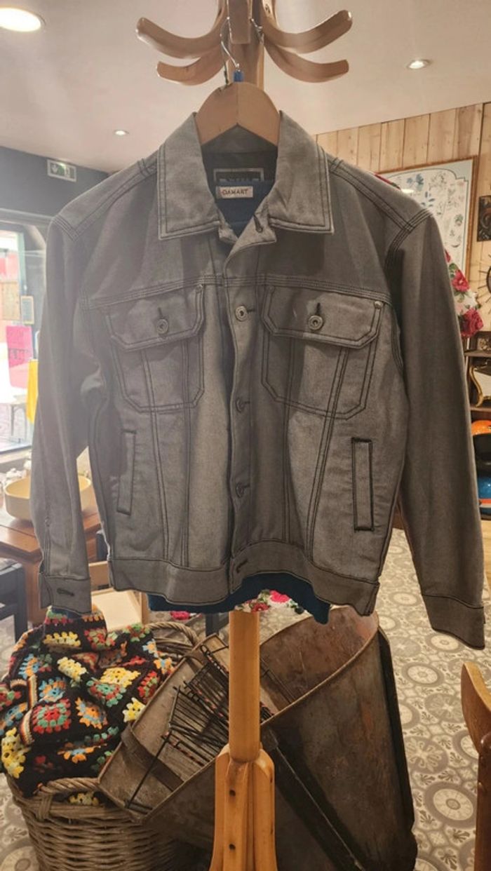 Veste en jean vintage 90s gris métallisée - photo numéro 8