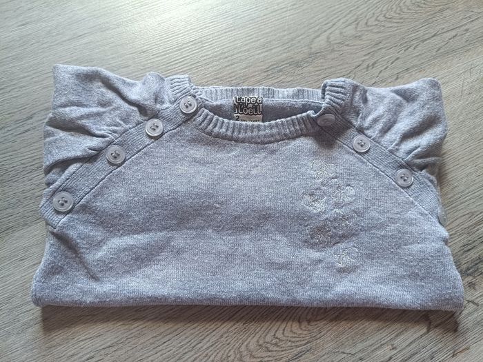 Pull gris avec motif a paillettes fille taille 2 ans - tape a l'oeil