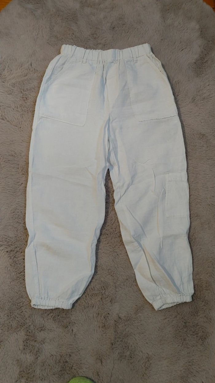 Pantalon en lin taille 11 12 ans 152 cm Zara blanc - photo numéro 3