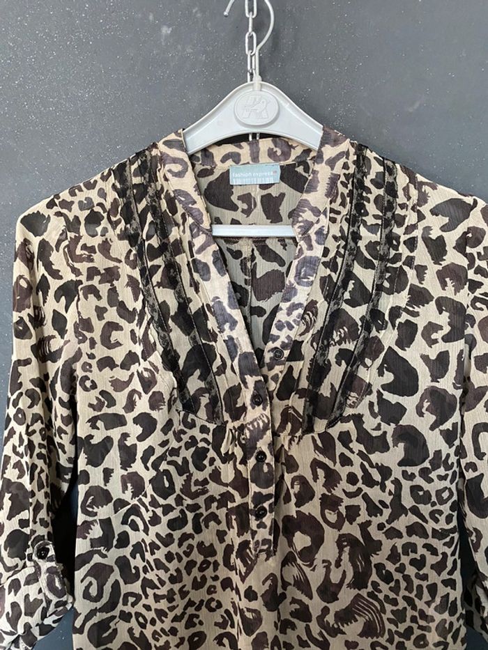 Tunique blouse voile à motif et petite dentelle noire - photo numéro 2
